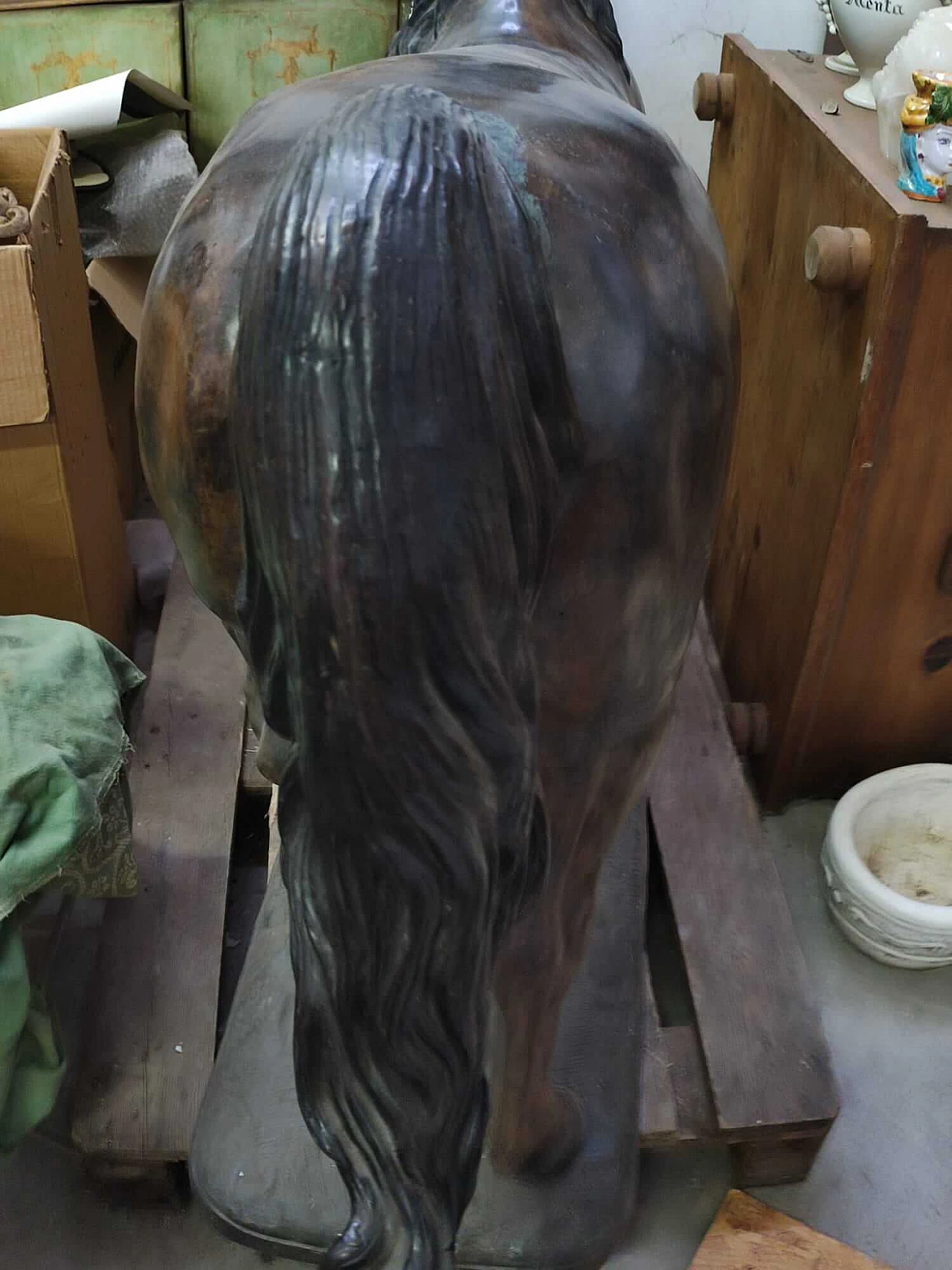 Scultura francese di cavallo in bronzo, inizio '900 4