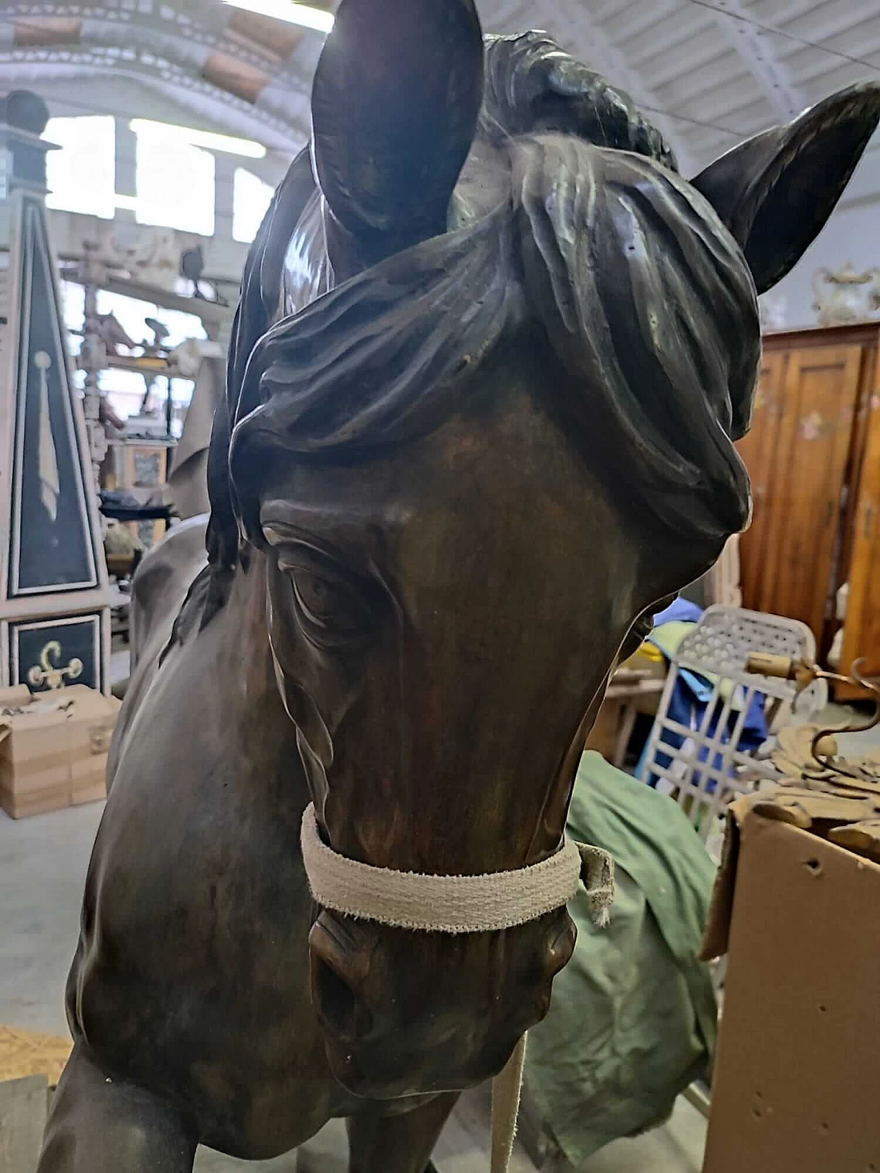 Scultura francese di cavallo in bronzo, inizio '900 8