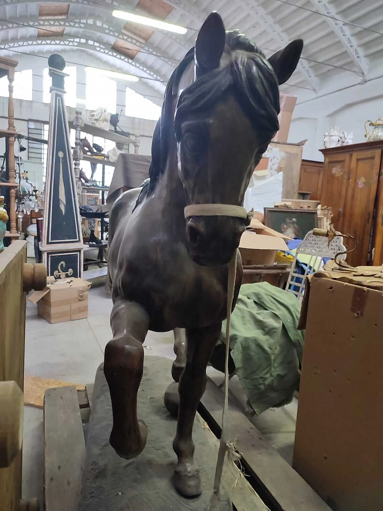 Scultura francese di cavallo in bronzo, inizio '900 10