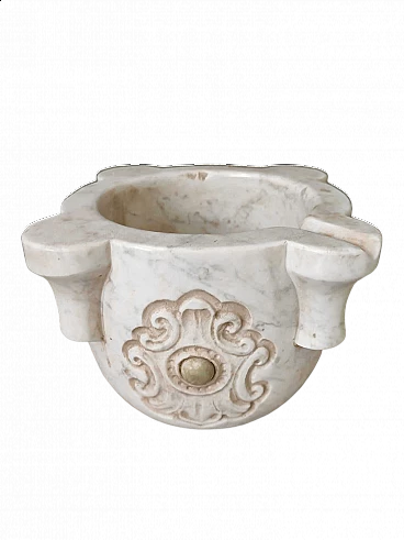 Calacatta marble mortar with green marble insert, late 19th century