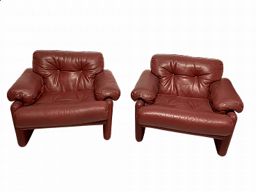 Pair of Coronado leather armchairs by Tobia Scarpa for B&B Italia, 1970s