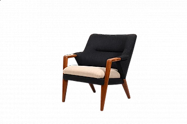 Danish solid teak armchair with upholstery, 1960s