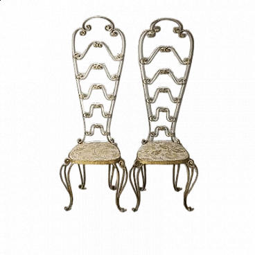 Coppia di sedie in ferro dorato attribuite a Pier Luigi Colli, anni '60