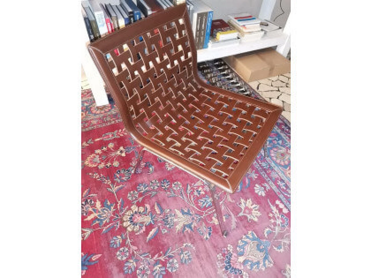 Coppia di poltrone Net W in acciaio e cuoio di Giancarlo Vegni per Fasem, 2019 2