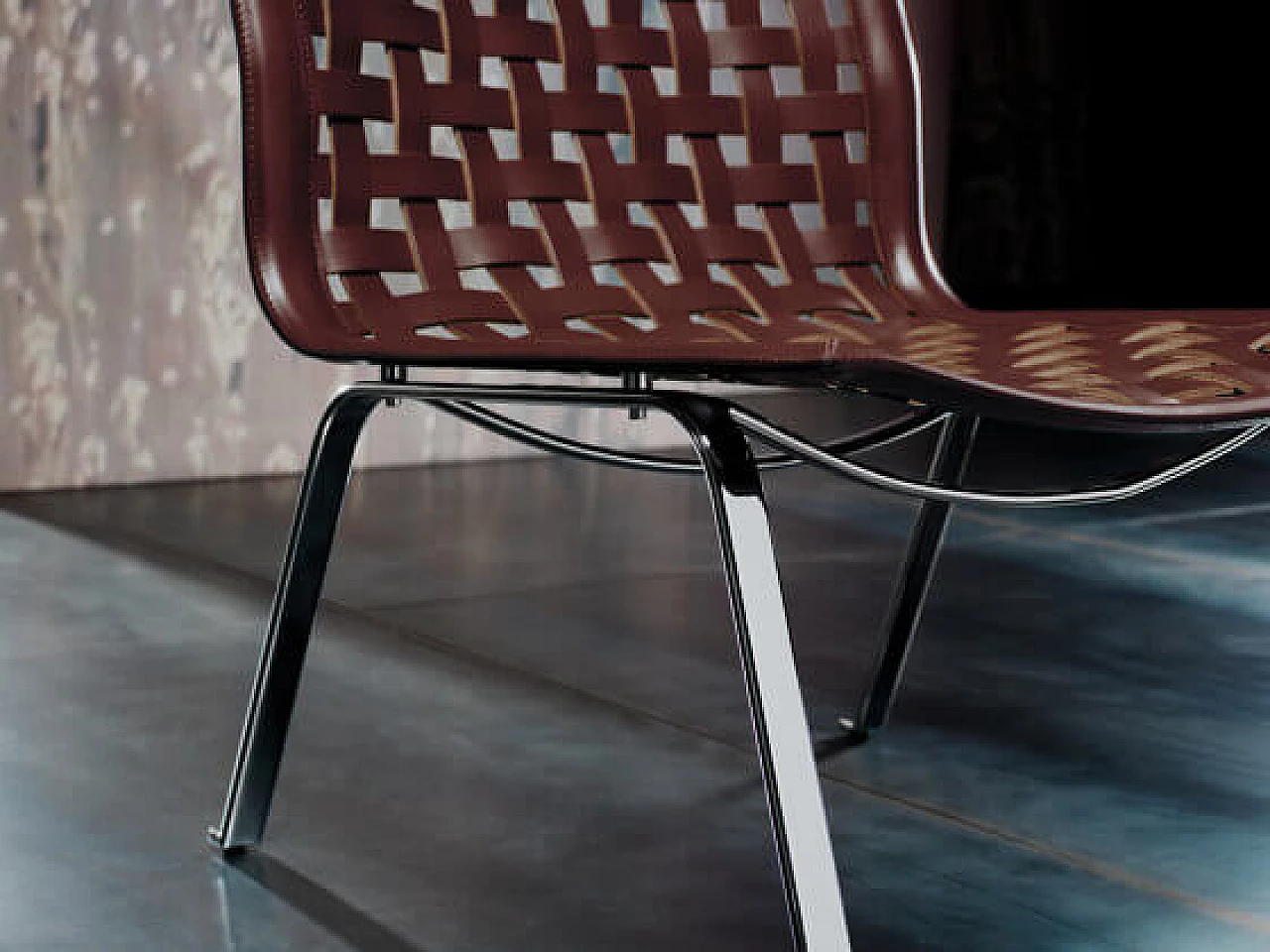 Pair of Net W steel and leather armchair by Giancarlo Vegni for