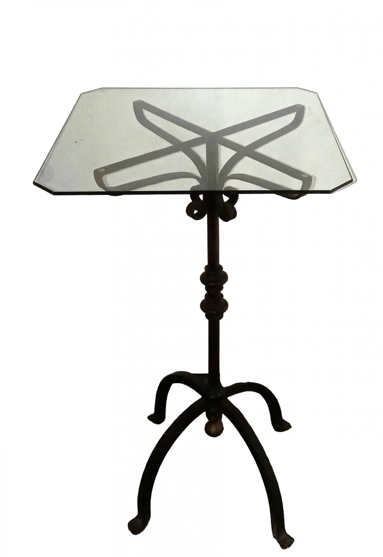 Wrought iron coffee table with glass top, 1940s 12