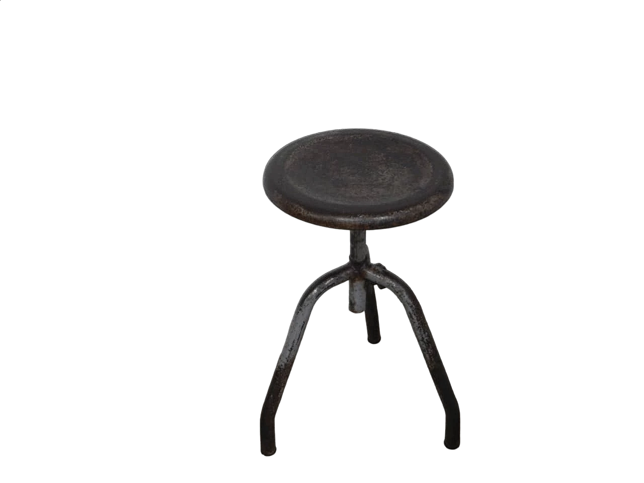 Three-legged iron workshop stool, 1950s 10