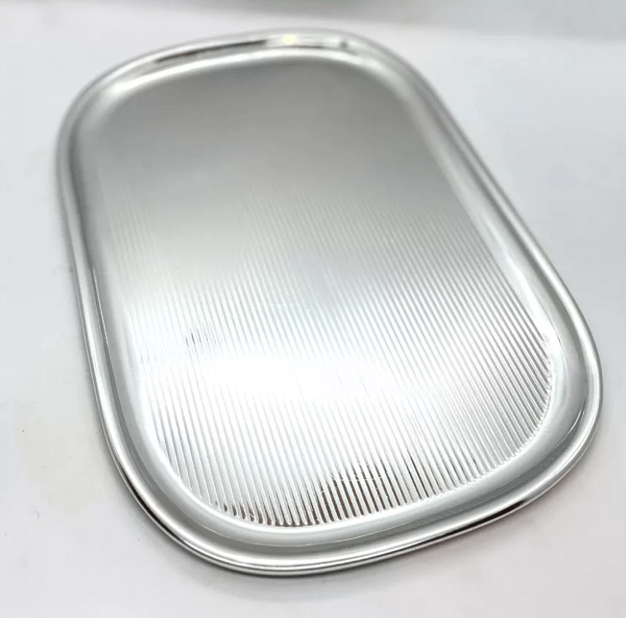 Vassoio in alluminio con 6 bicchieri in vetro, anni '70 2