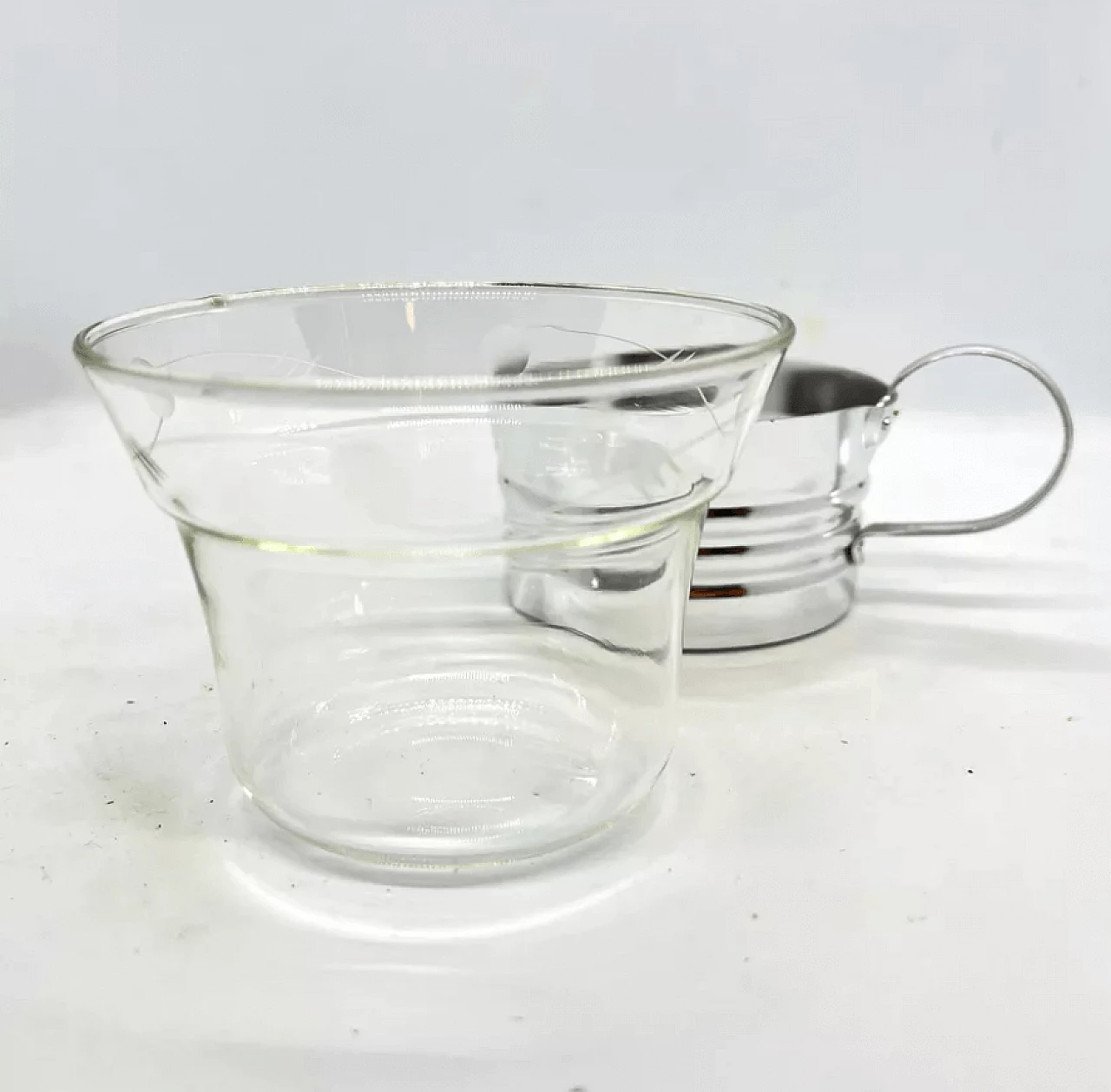 Vassoio in alluminio con 6 bicchieri in vetro, anni '70 6