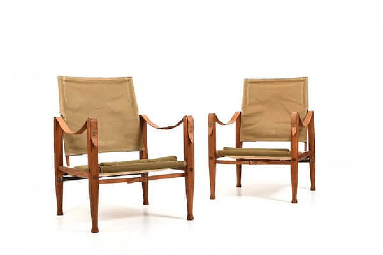 Pair of Safari chairs by Kare Klint for Rud. Rasmussen, 1960s 1
