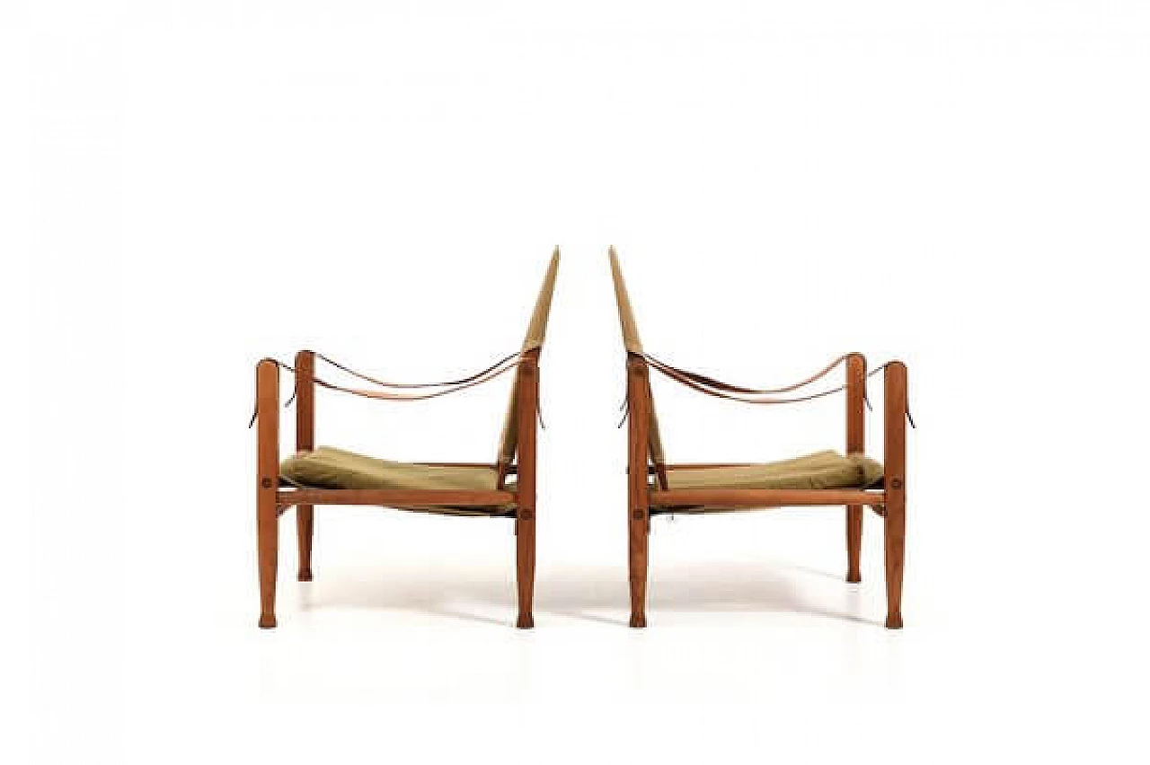 Pair of Safari chairs by Kare Klint for Rud. Rasmussen, 1960s 2