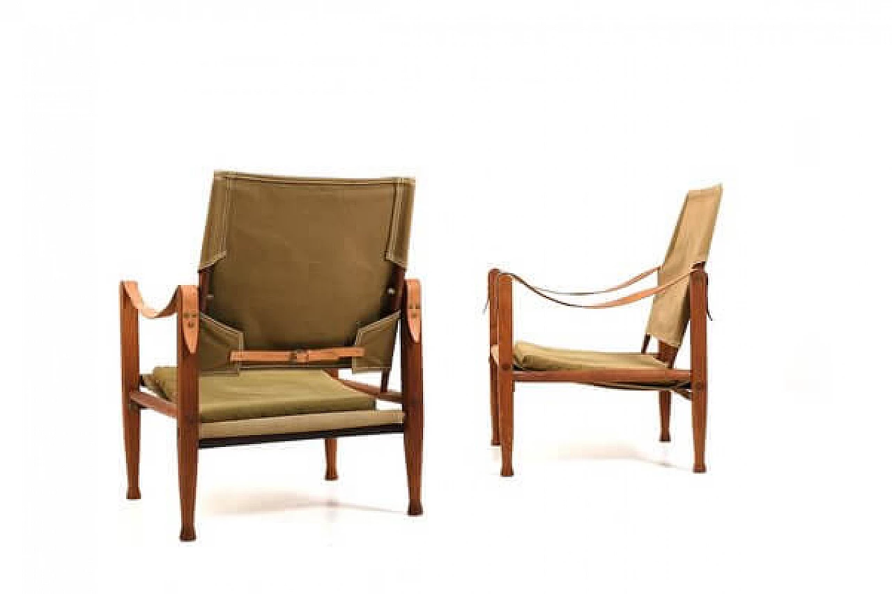 Pair of Safari chairs by Kare Klint for Rud. Rasmussen, 1960s 3