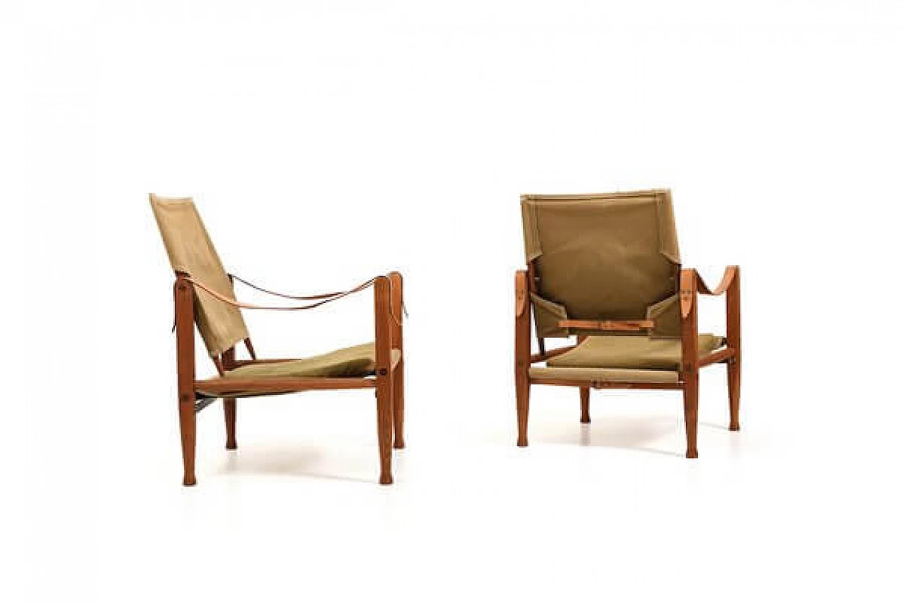Pair of Safari chairs by Kare Klint for Rud. Rasmussen, 1960s 4
