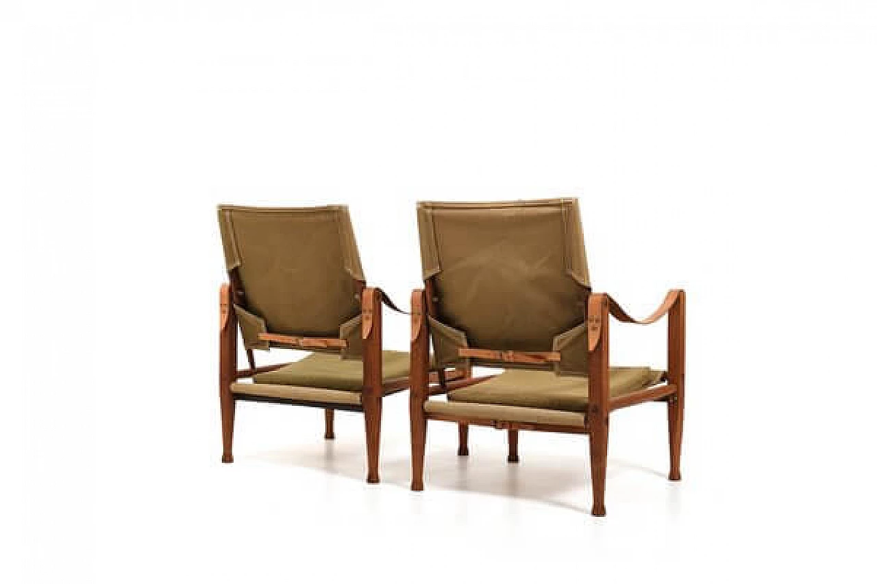 Pair of Safari chairs by Kare Klint for Rud. Rasmussen, 1960s 5