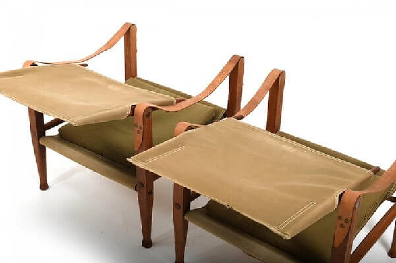 Pair of Safari chairs by Kare Klint for Rud. Rasmussen, 1960s 7