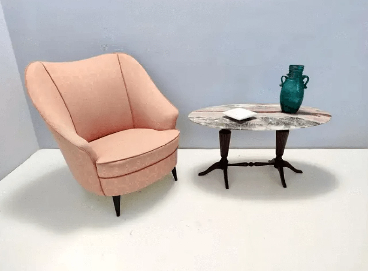 Peachy pink armchair in the style of Gio Ponti for Casa & Giardino, 1940s 6