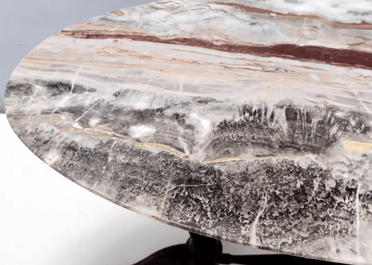 Beechwood coffee table with oval top in red onyx attributable to Paolo Buffa, 1950s 6