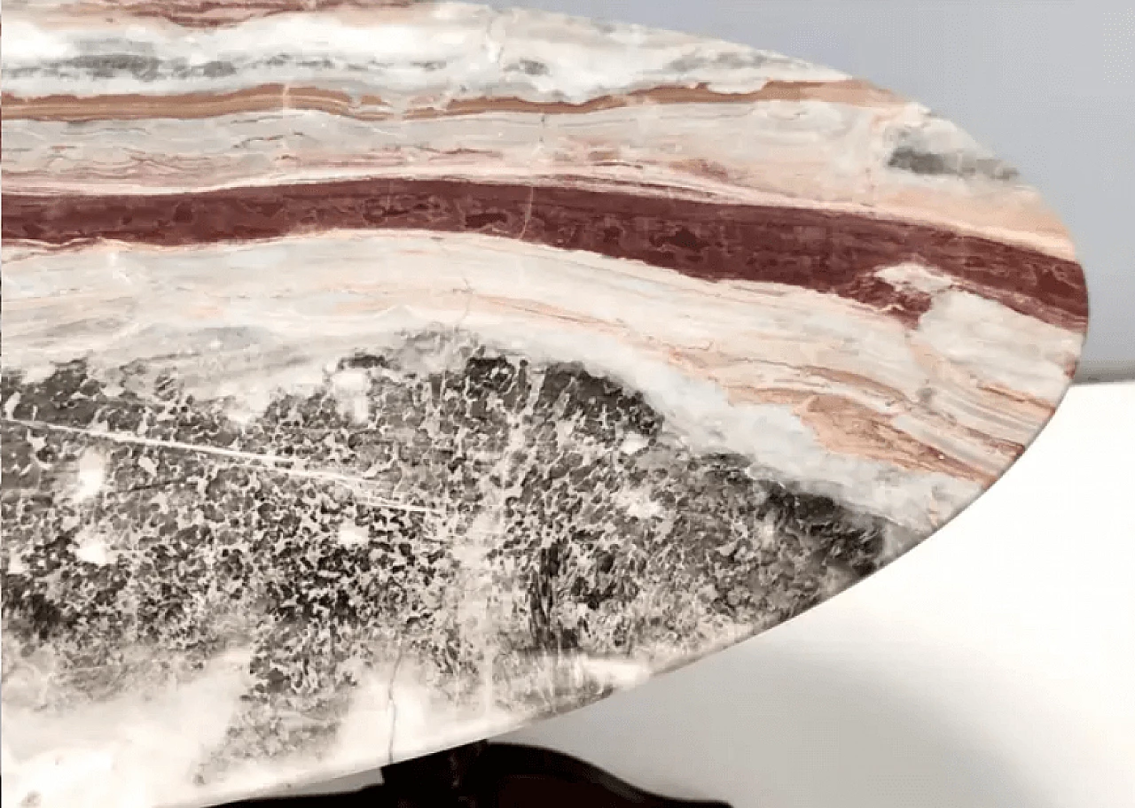 Beechwood coffee table with oval top in red onyx attributable to Paolo Buffa, 1950s 8