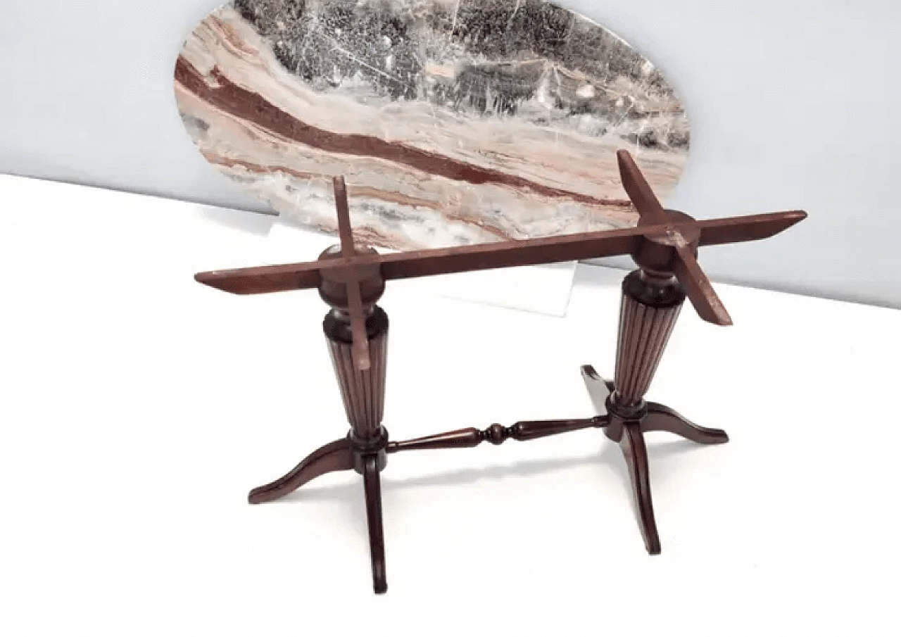 Beechwood coffee table with oval top in red onyx attributable to Paolo Buffa, 1950s 9