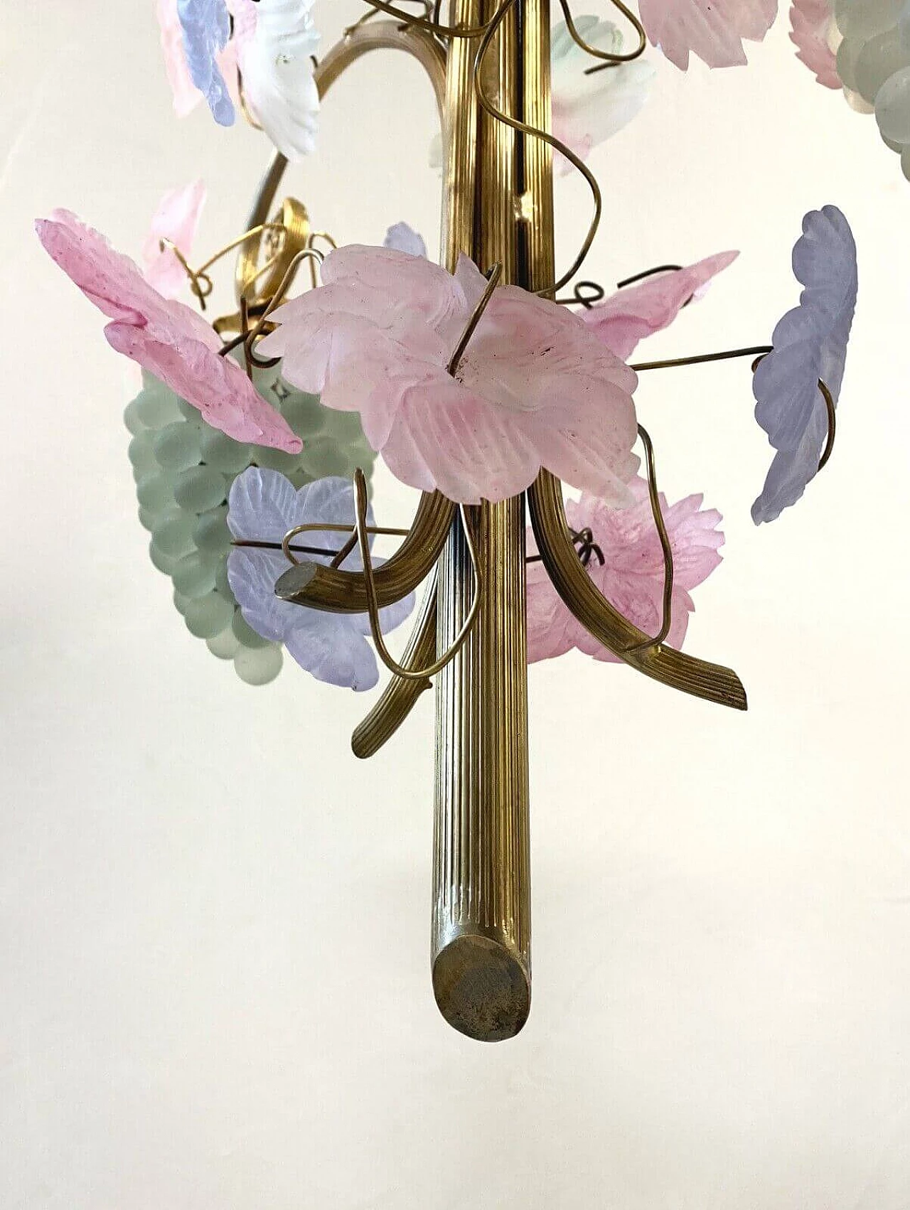 Lampadario con uva e foglie in vetro di Murano, anni '80 6