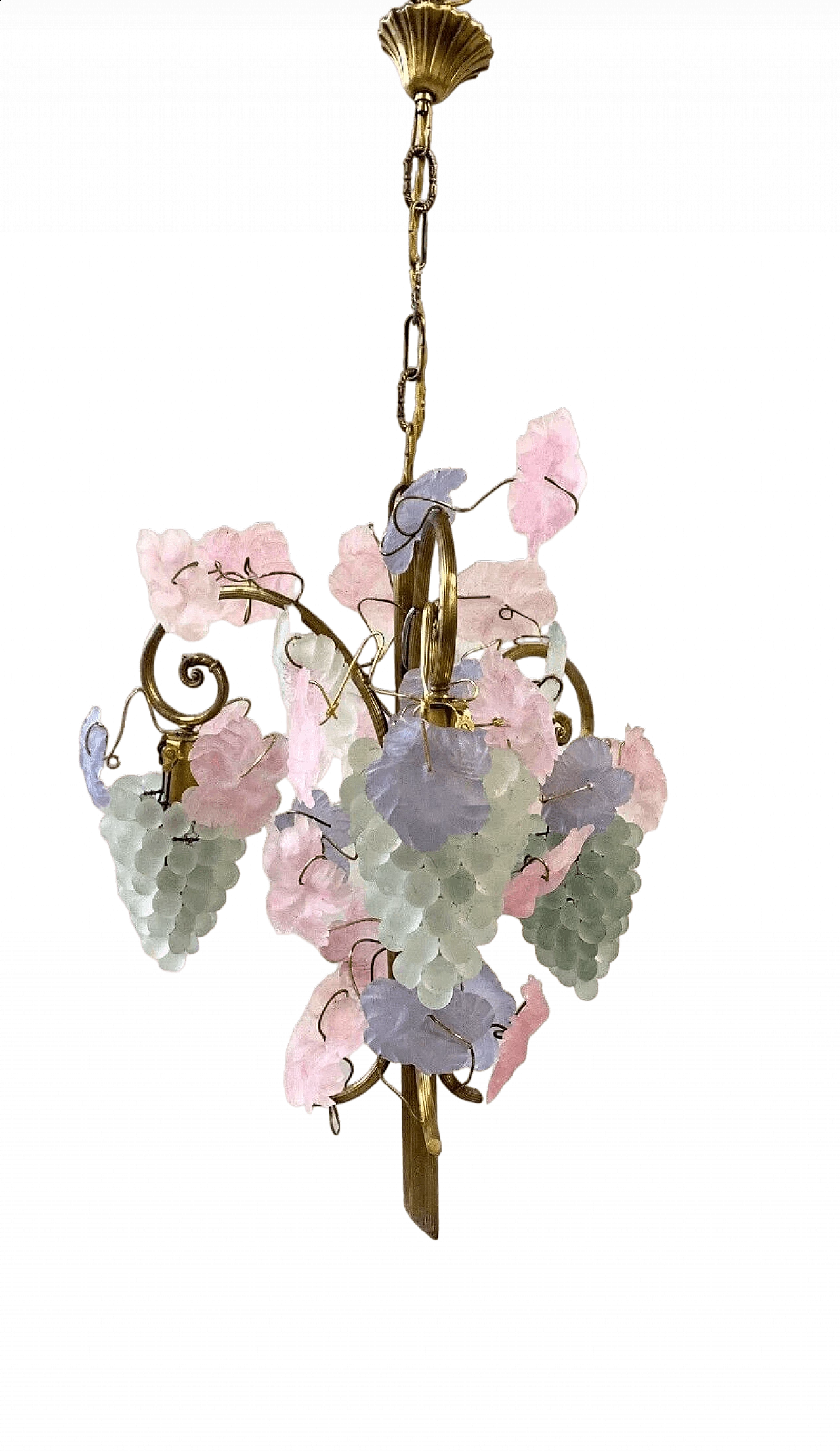 Lampadario con uva e foglie in vetro di Murano, anni '80 8