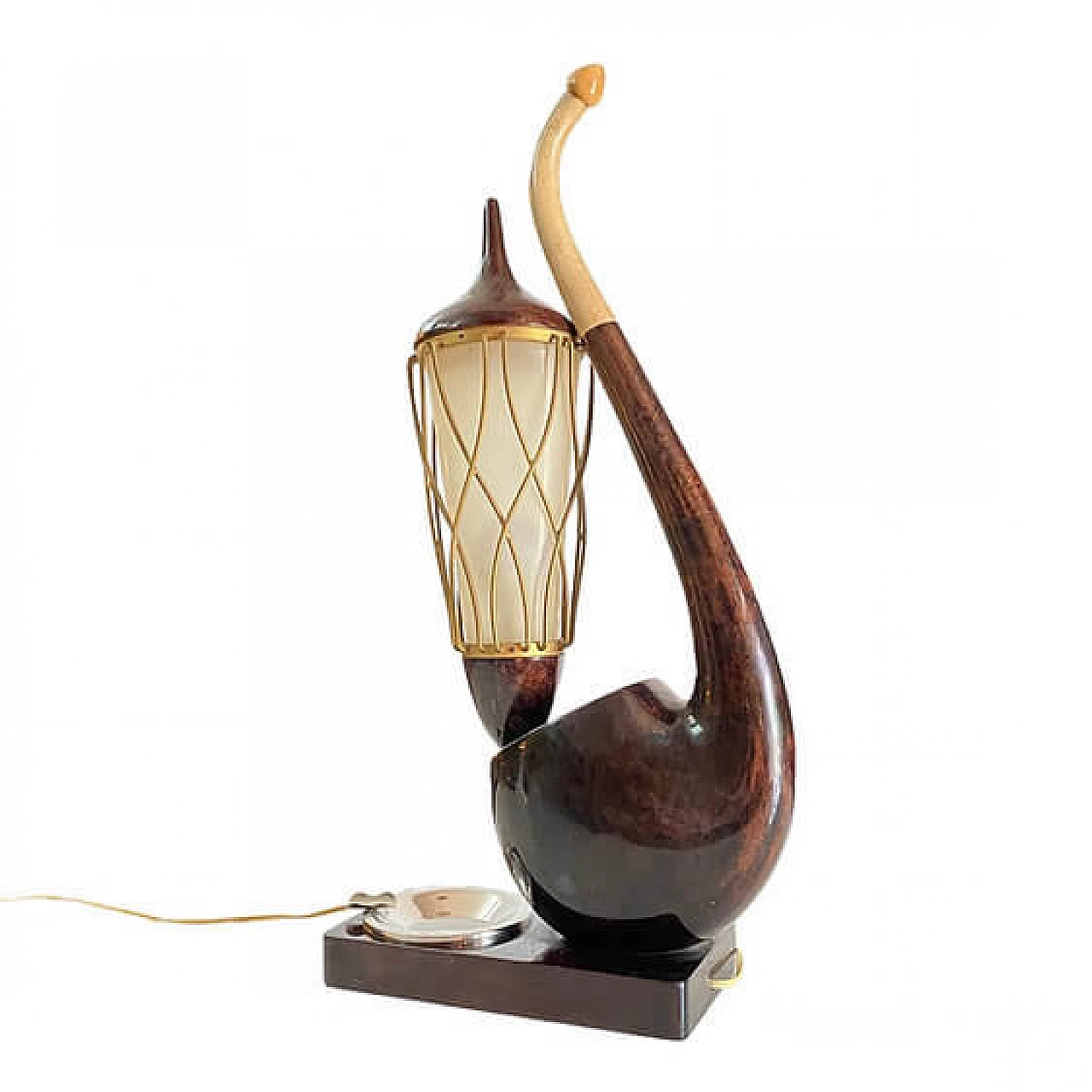 Ceci N'est Pas Une Pipe, goatskin lamp by Aldo Tura for Tura Milano, 1970s 2