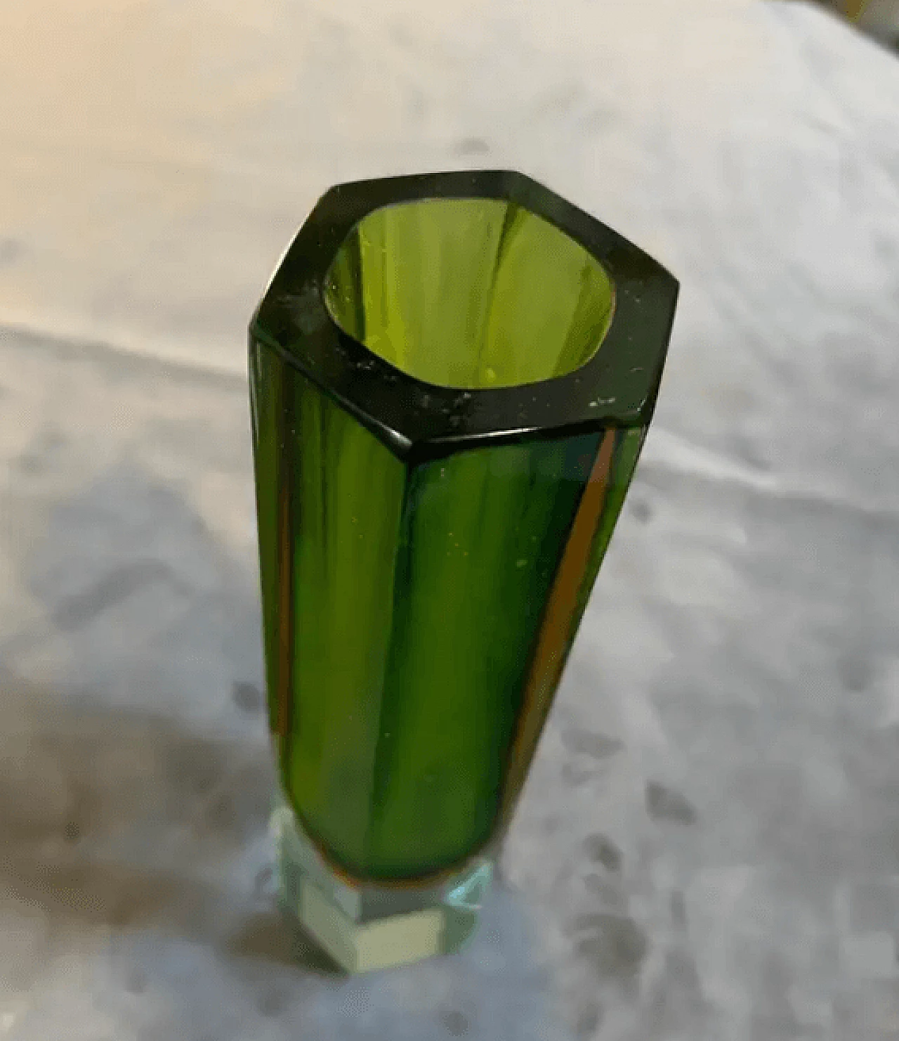 Submerged Murano glass hexagonal vase by Mandruzzato, 1960s 2