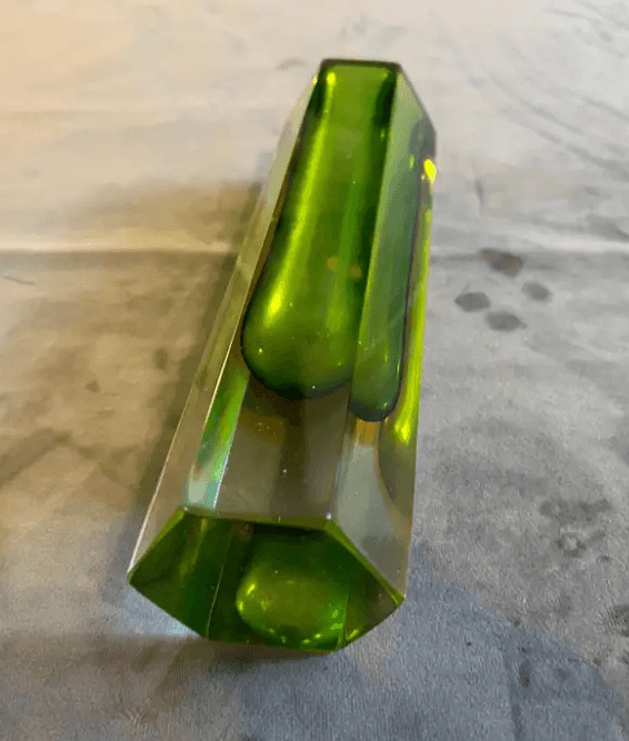 Submerged Murano glass hexagonal vase by Mandruzzato, 1960s 3