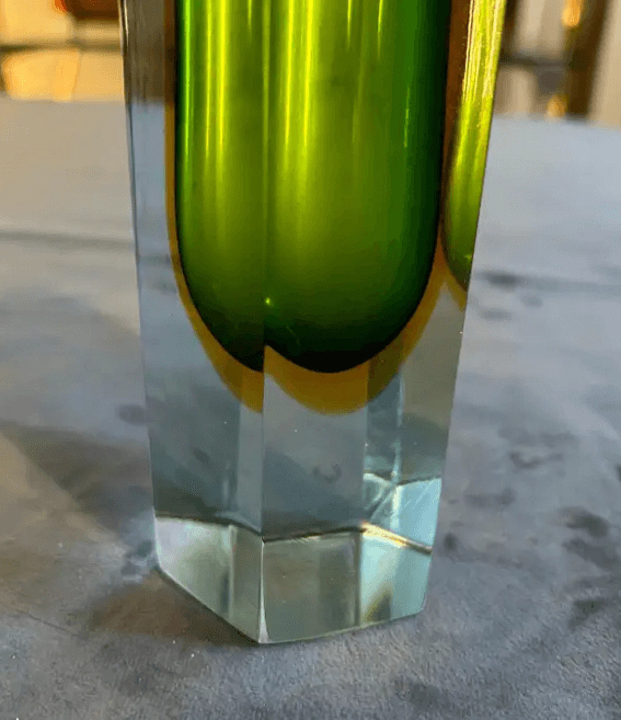 Submerged Murano glass hexagonal vase by Mandruzzato, 1960s 4