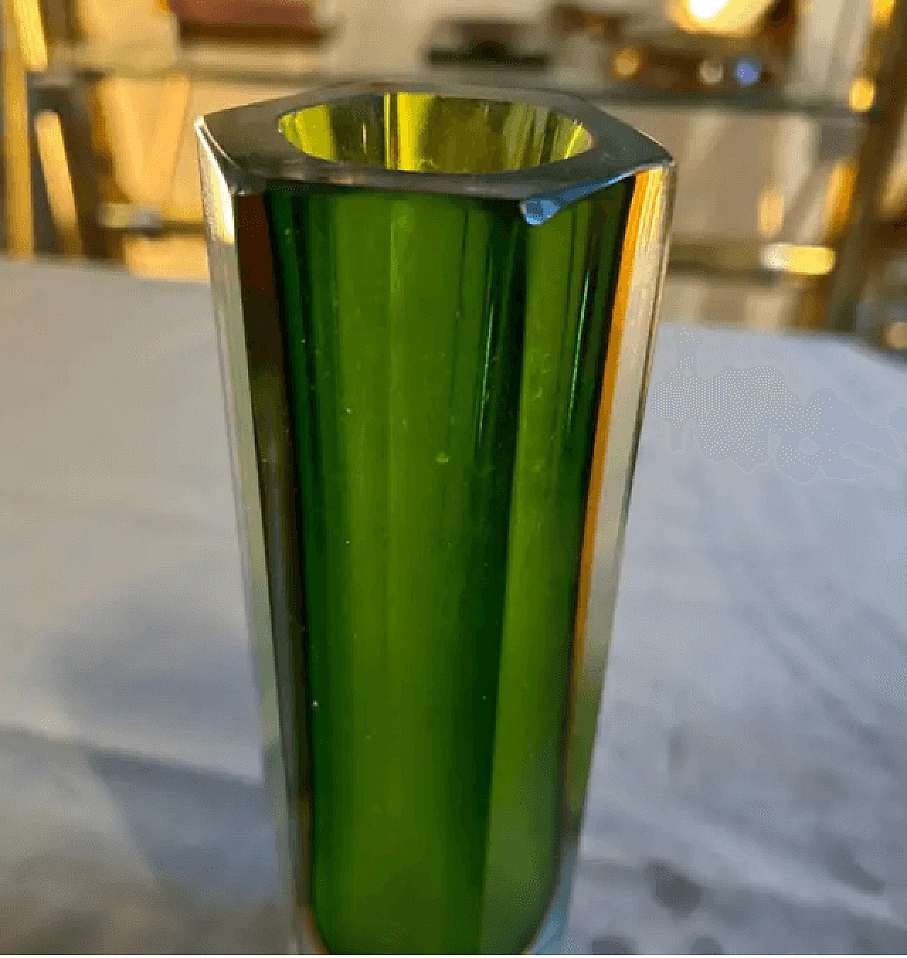 Submerged Murano glass hexagonal vase by Mandruzzato, 1960s 6