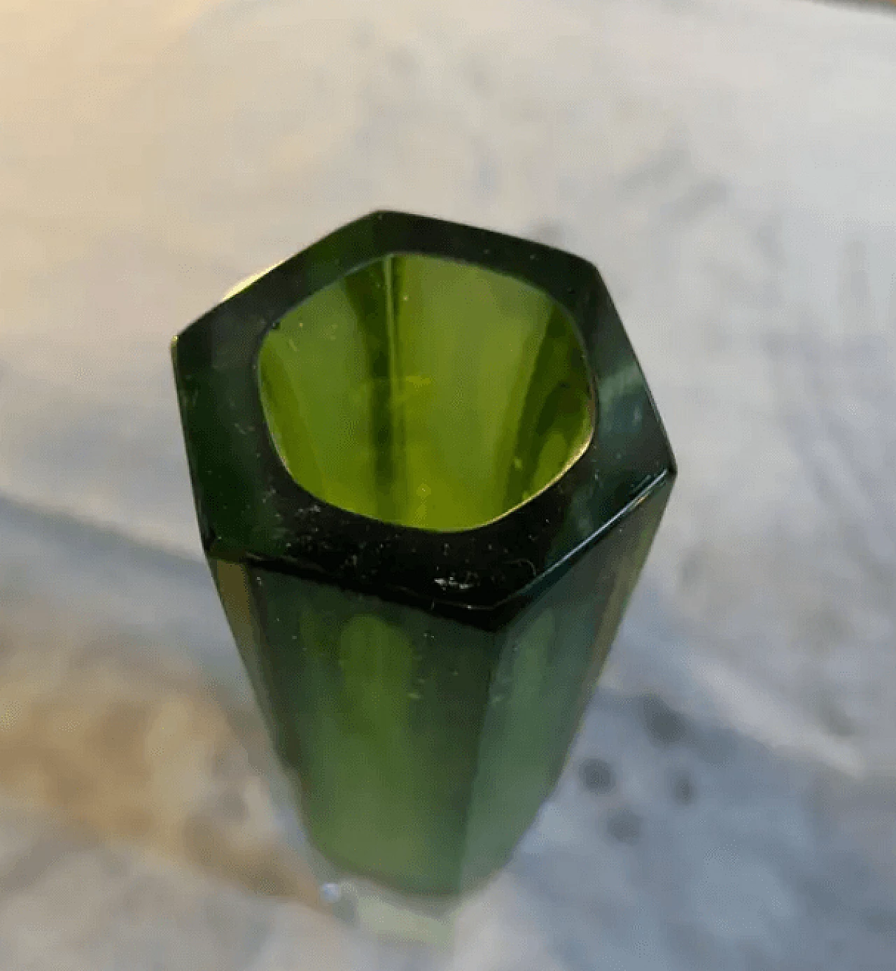 Submerged Murano glass hexagonal vase by Mandruzzato, 1960s 7
