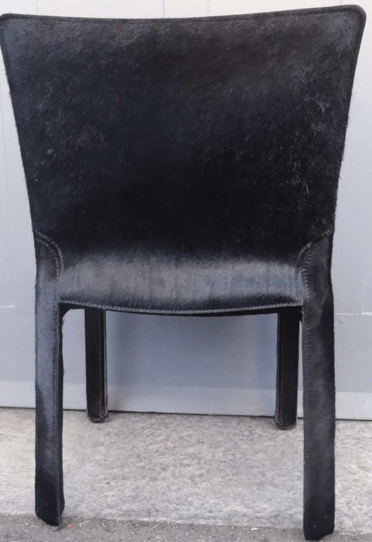 Cab chair in black cowhide by Mario Bellini for Cassina, 1970s 2