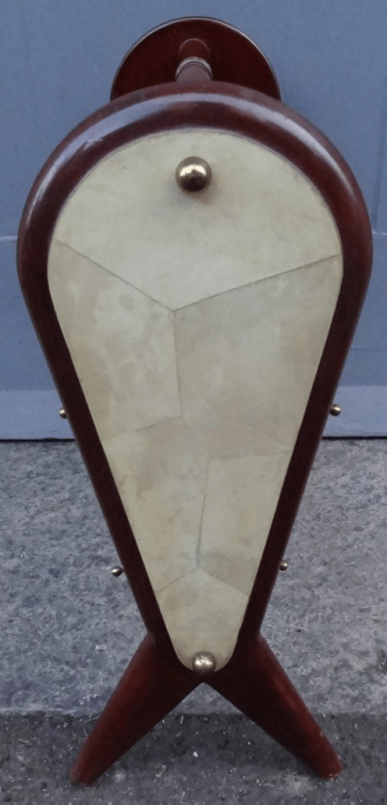 Wood, crystal and parchment magazine rack attributed to Paolo Buffa, 1960s 1