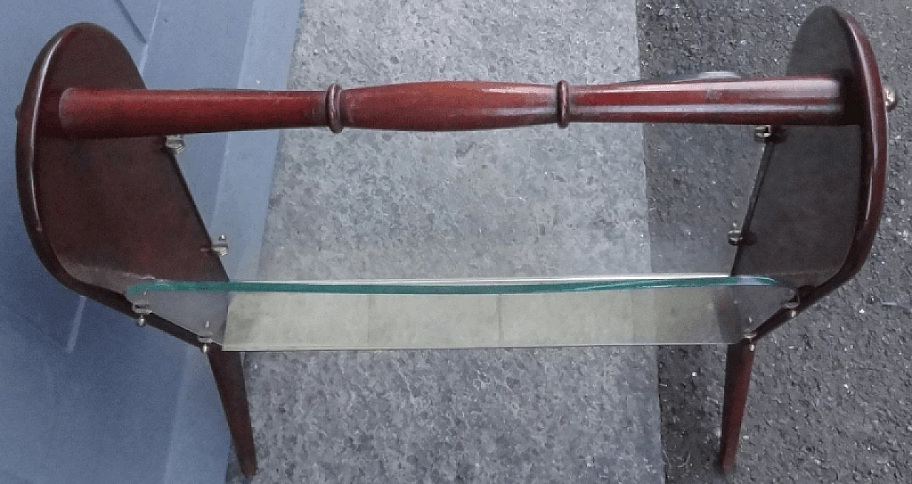 Wood, crystal and parchment magazine rack attributed to Paolo Buffa, 1960s 3