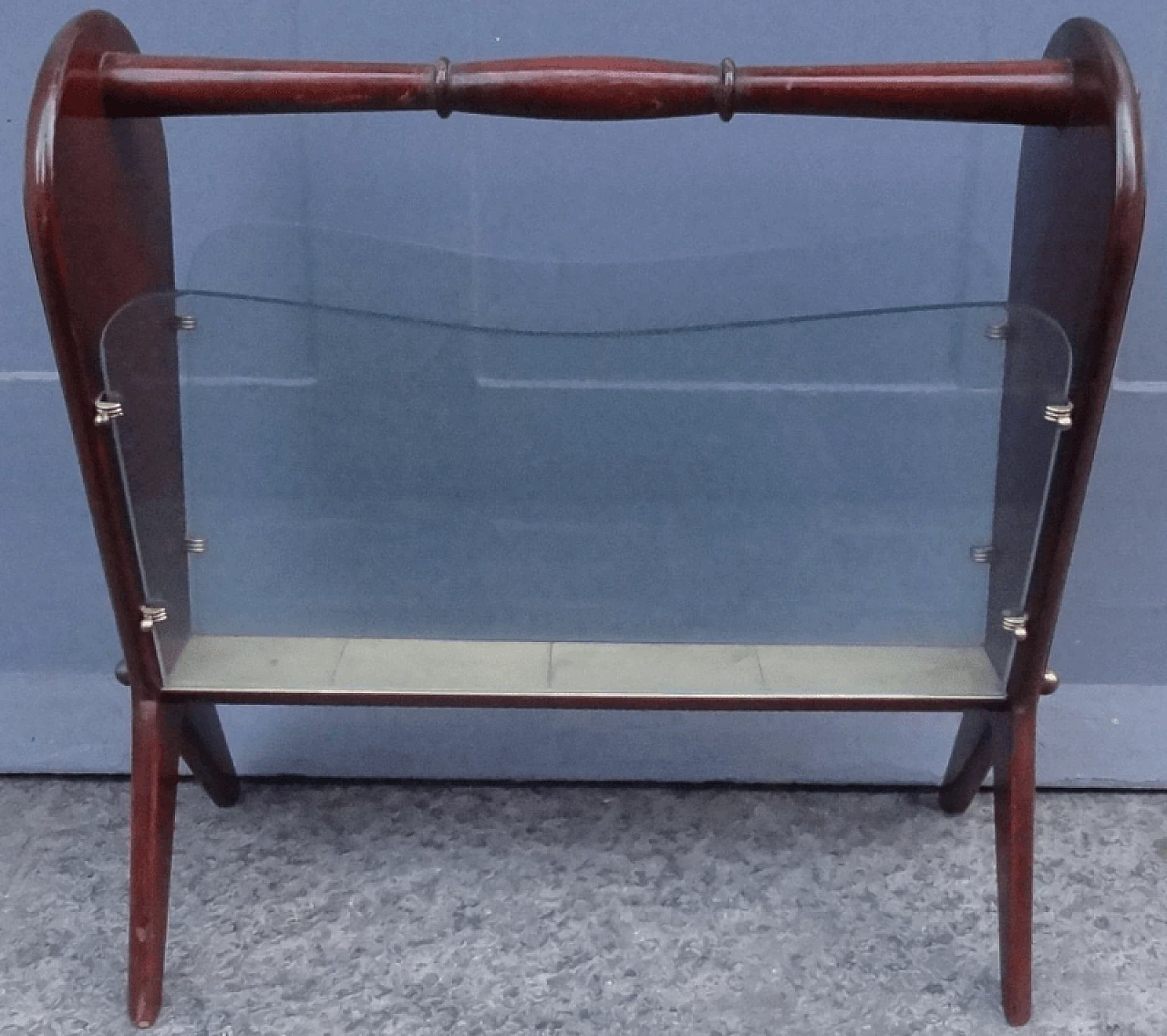 Wood, crystal and parchment magazine rack attributed to Paolo Buffa, 1960s 5
