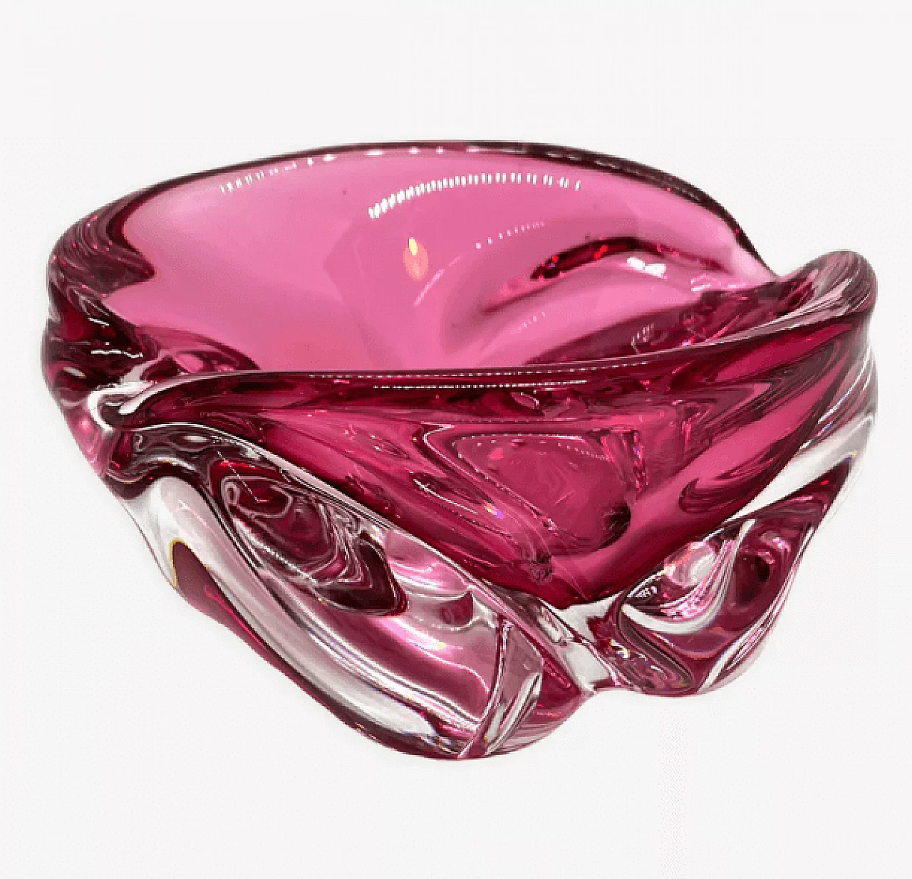 Pink glass ashtray by Jozef Hospodka for Chribska Sklarna, 1960s 1