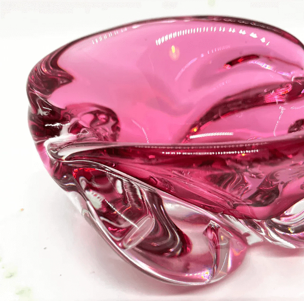 Pink glass ashtray by Jozef Hospodka for Chribska Sklarna, 1960s 3