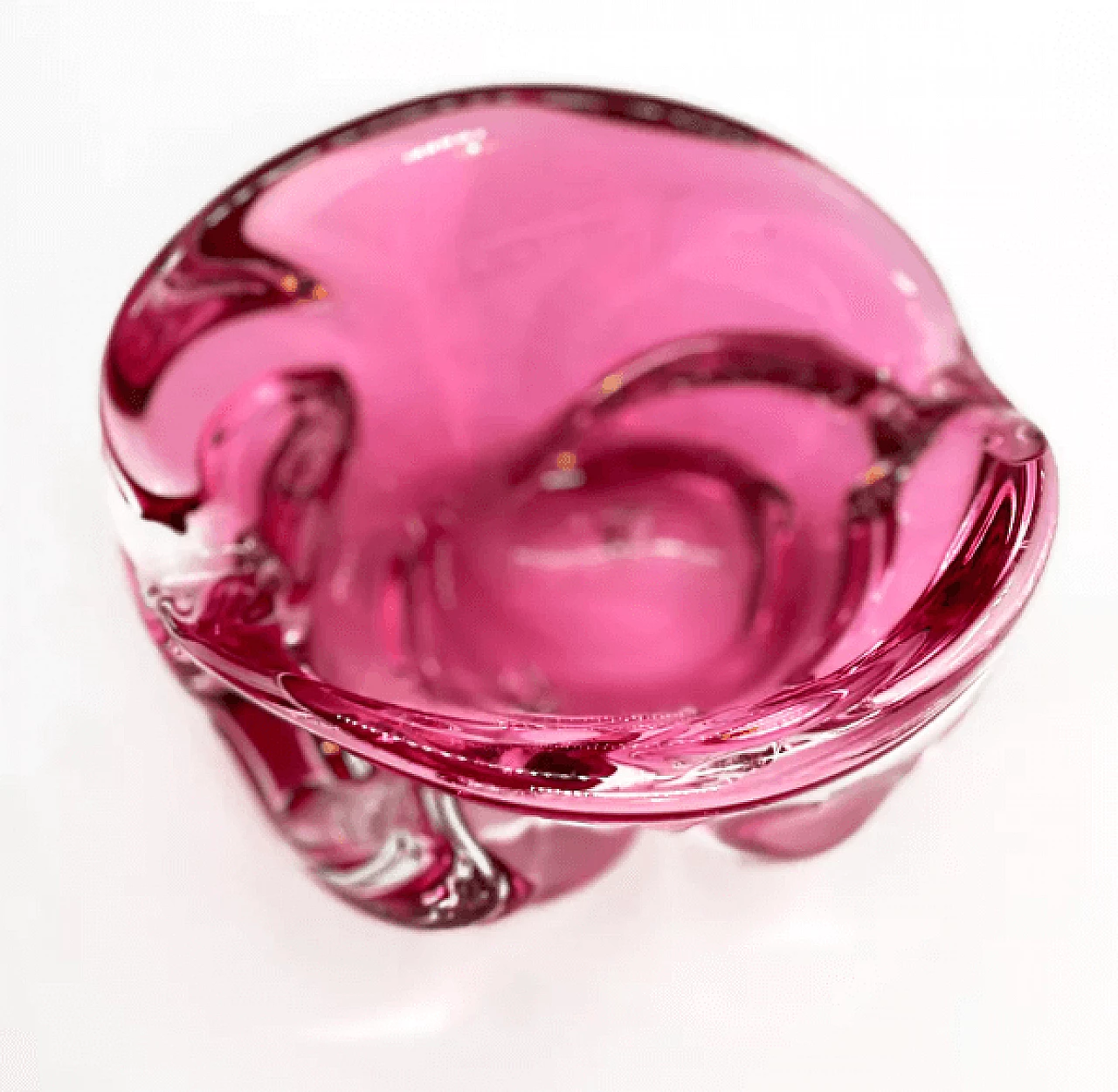Pink glass ashtray by Jozef Hospodka for Chribska Sklarna, 1960s 6