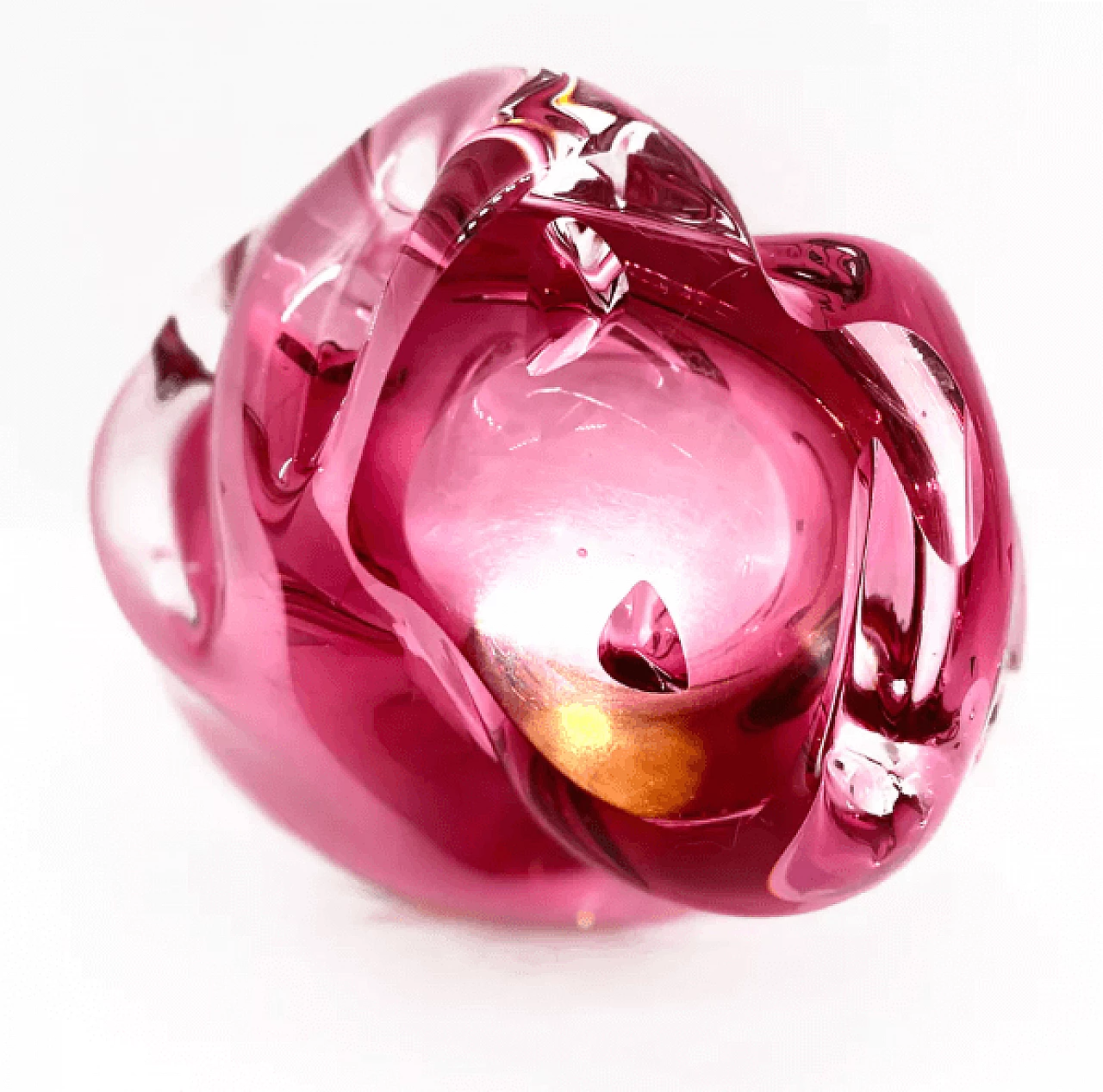 Pink glass ashtray by Jozef Hospodka for Chribska Sklarna, 1960s 7