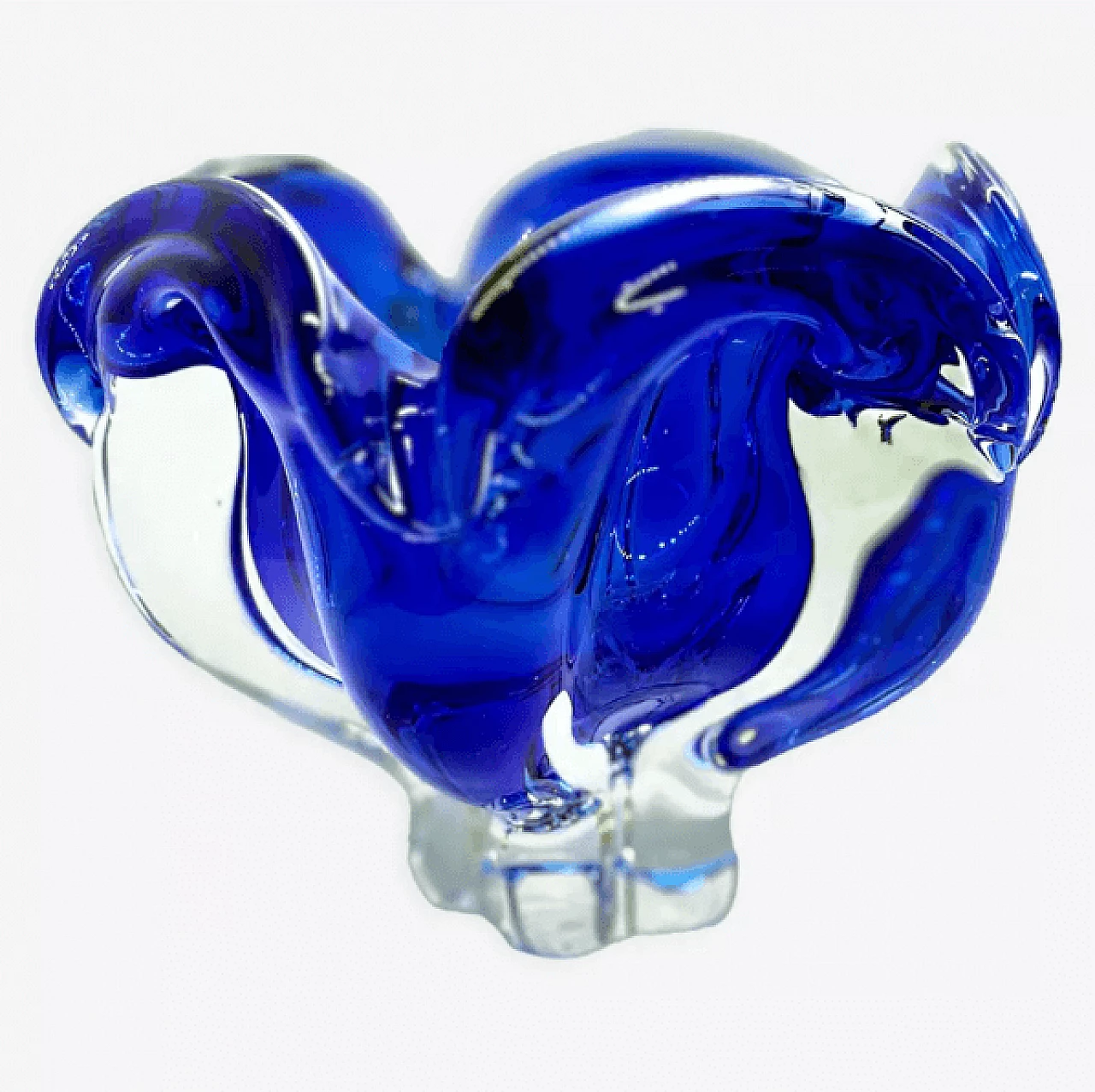 Blue glass ashtray by Jozef Hospodka for Chribska Sklarna, 1960s 1