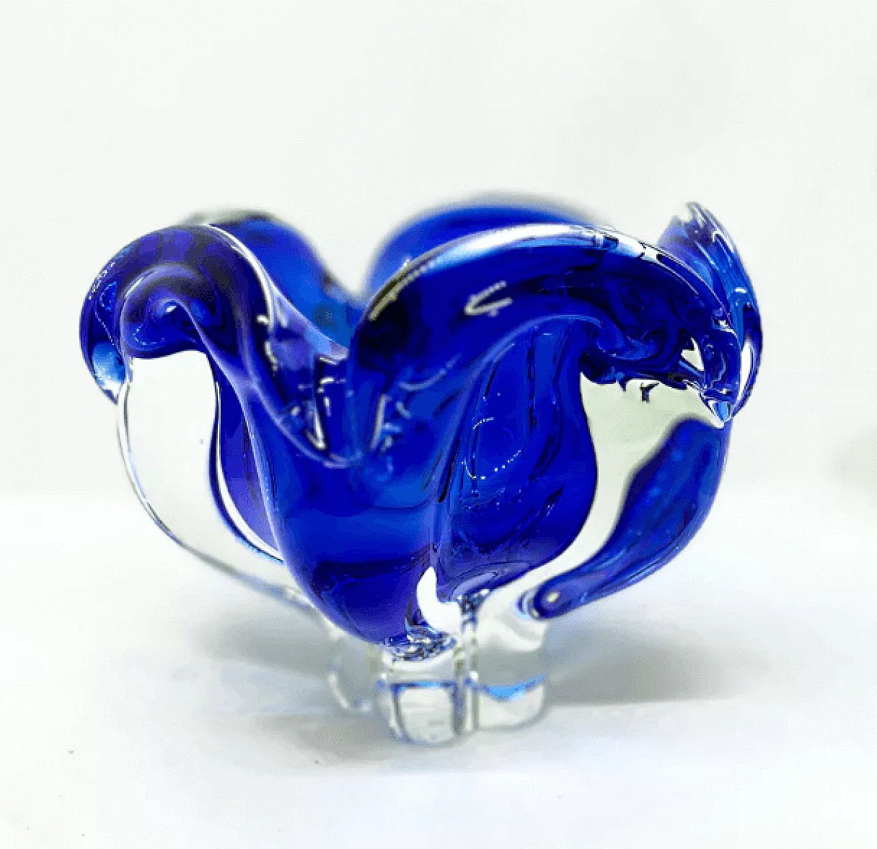 Blue glass ashtray by Jozef Hospodka for Chribska Sklarna, 1960s 2