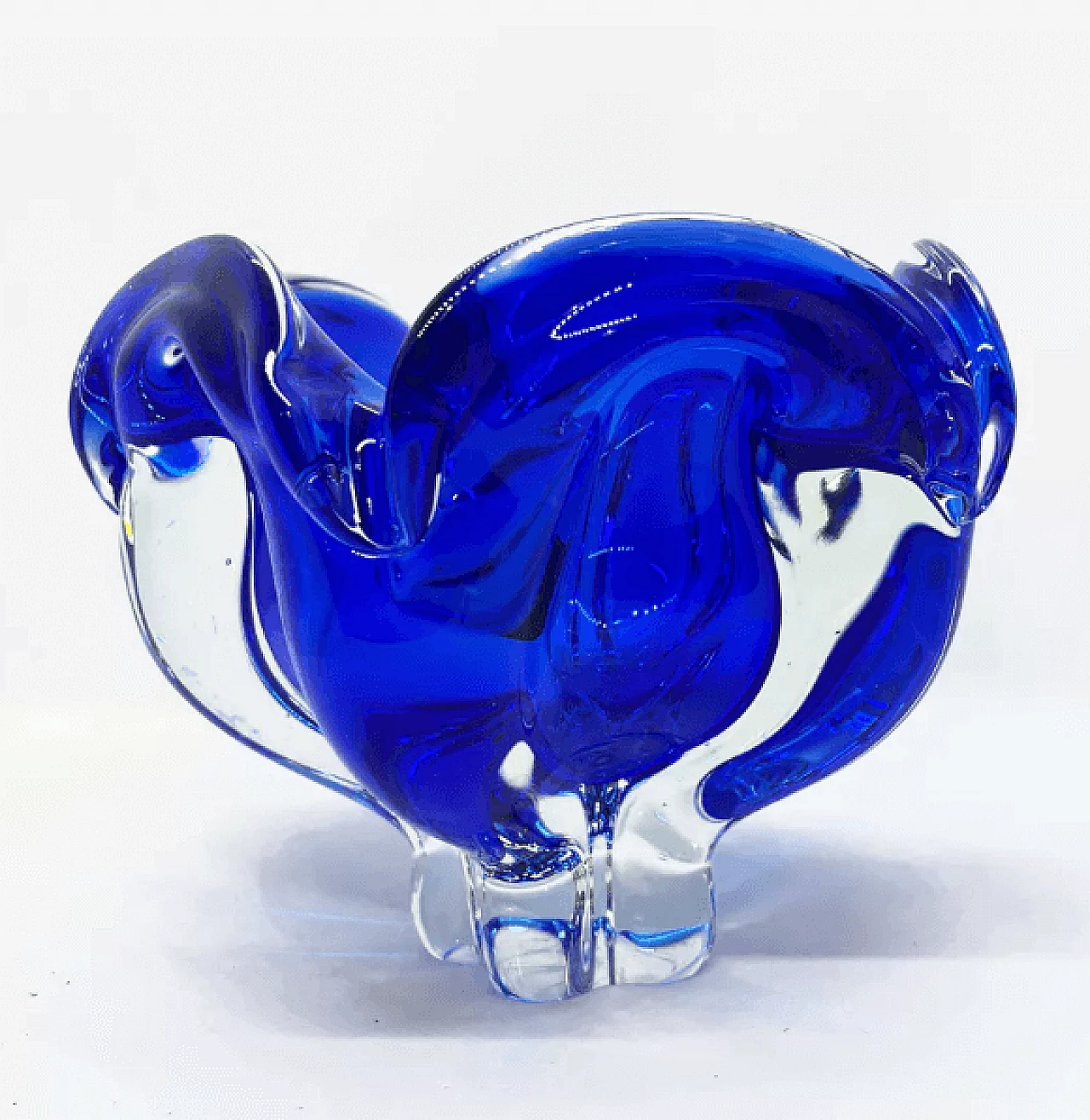 Blue glass ashtray by Jozef Hospodka for Chribska Sklarna, 1960s 5