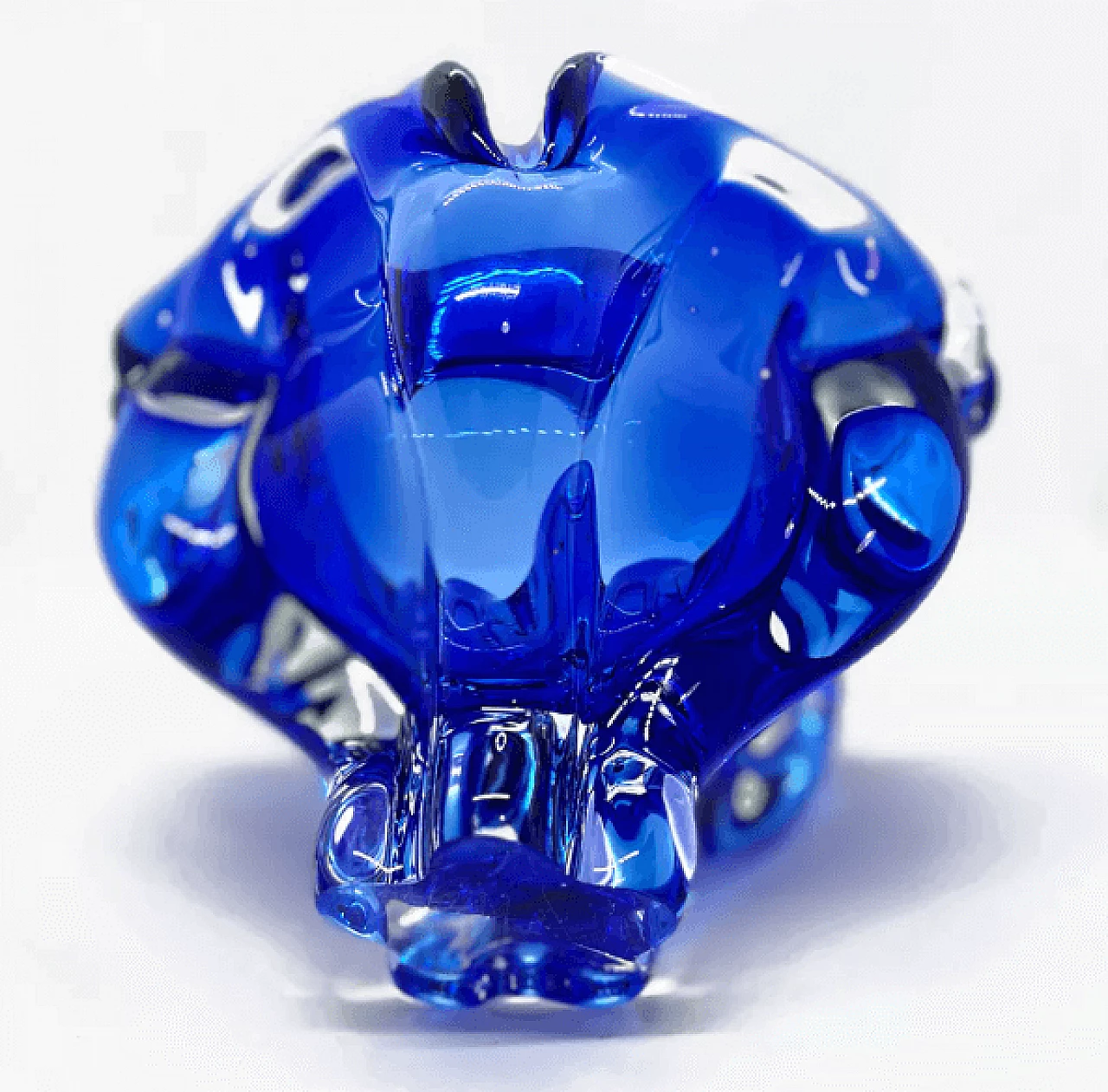 Blue glass ashtray by Jozef Hospodka for Chribska Sklarna, 1960s 6