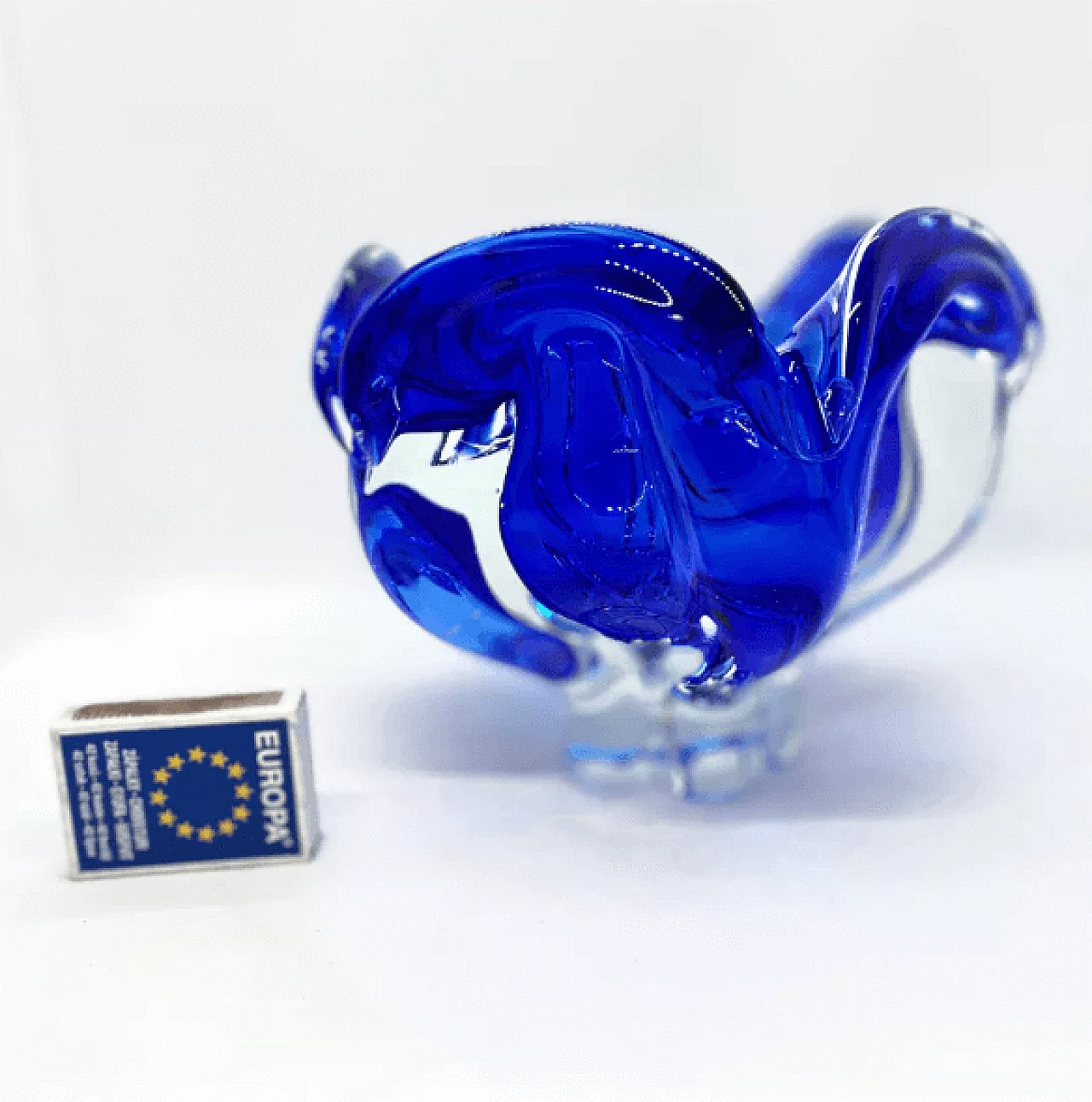 Blue glass ashtray by Jozef Hospodka for Chribska Sklarna, 1960s 7