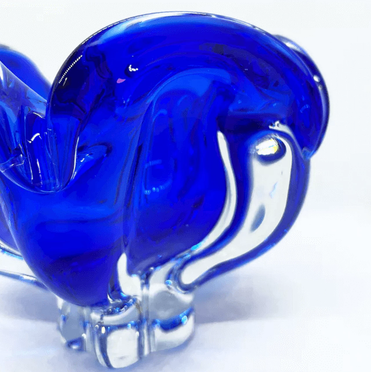 Blue glass ashtray by Jozef Hospodka for Chribska Sklarna, 1960s 11