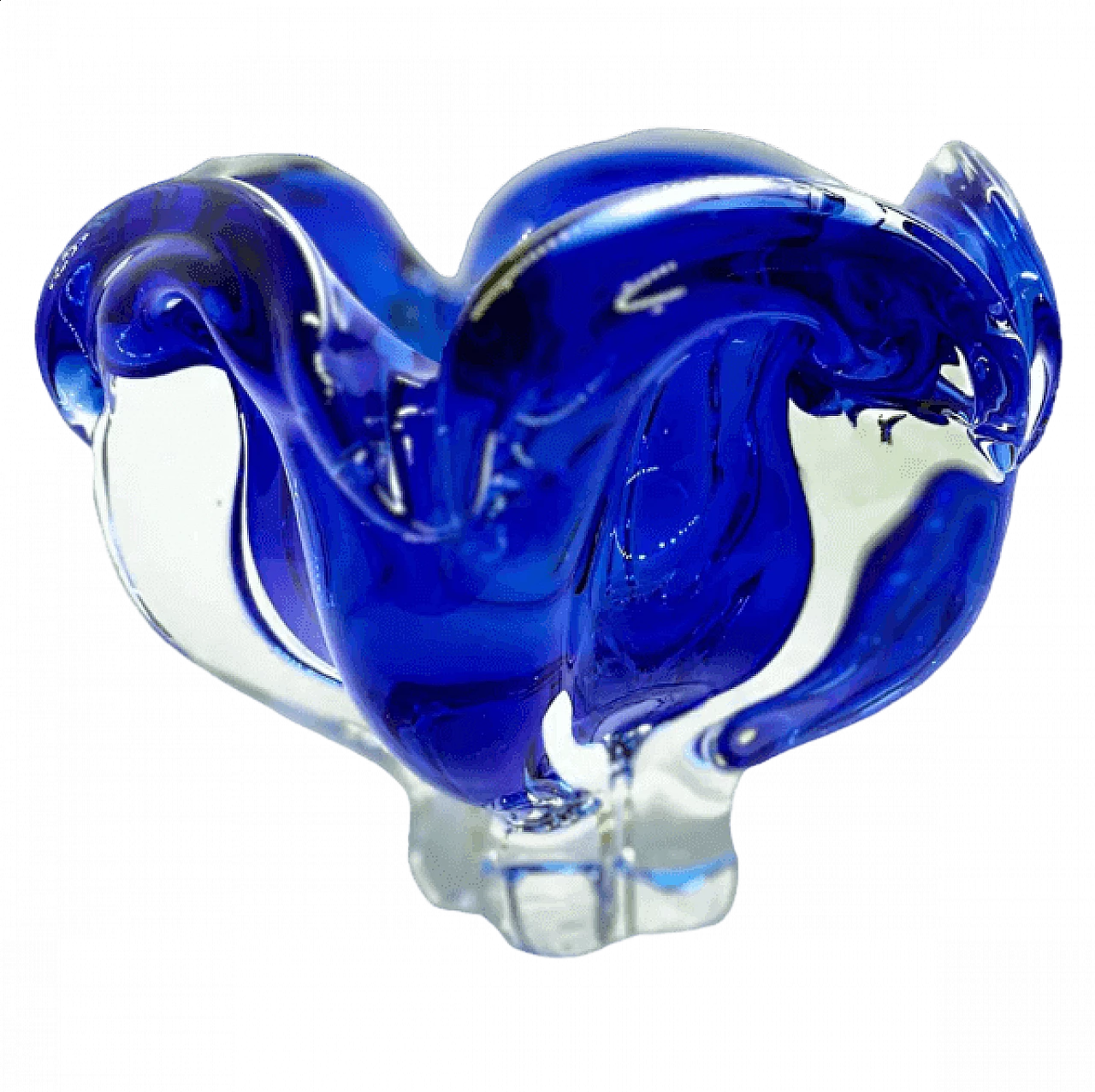 Blue glass ashtray by Jozef Hospodka for Chribska Sklarna, 1960s 13