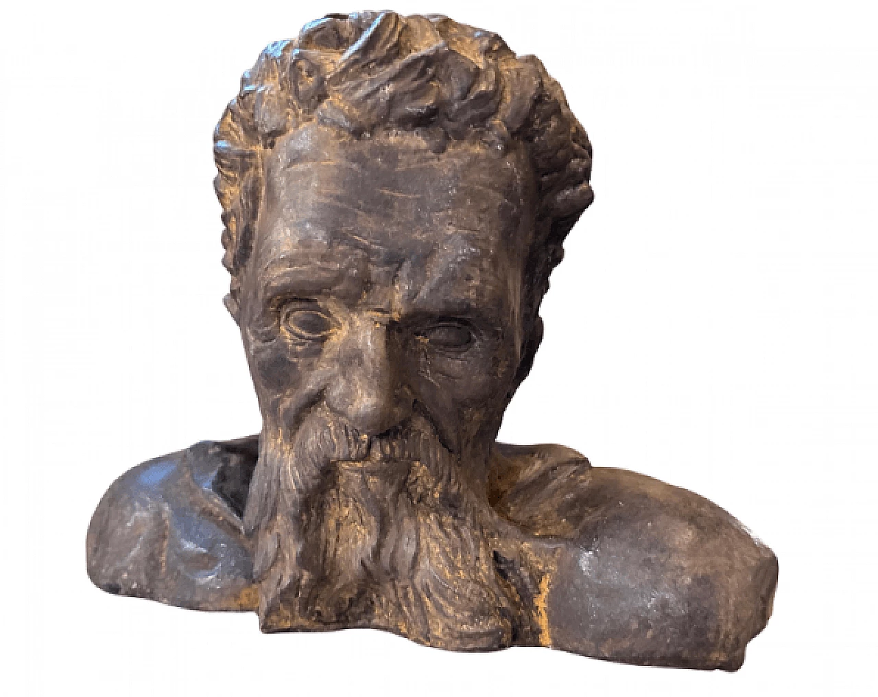 Terracotta old man bust sculpture, 1930s 1