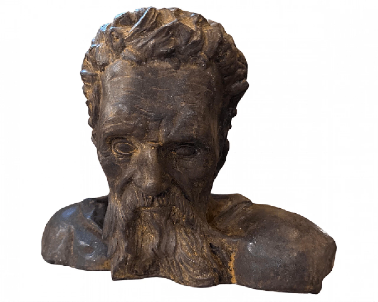 Terracotta old man bust sculpture, 1930s 2