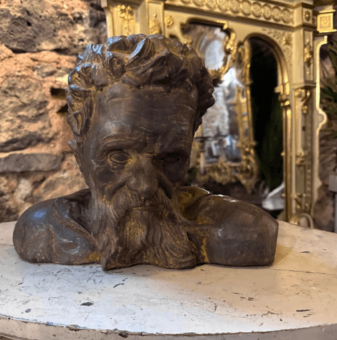 Terracotta old man bust sculpture, 1930s 6