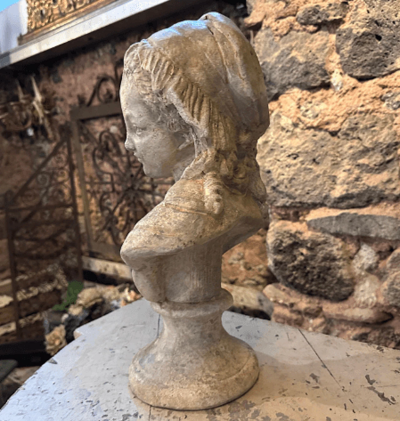 Terracotta young girl bust sculpture, 1930s 5